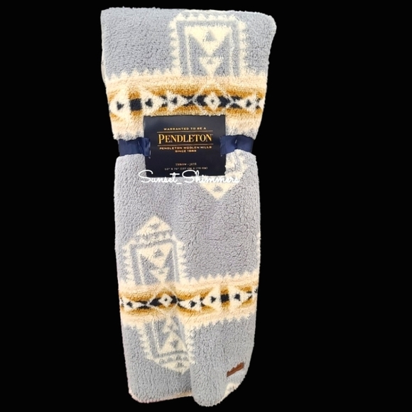PENDLETON Plush Sherpa Fleece Aztec Southwest Boho Throw BLANKET 50"x70" NEW - Picture 1 of 4